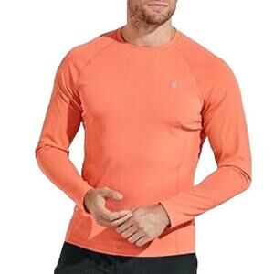 Coolibar Shirt Hightide Long Sleeve Swim Rash Guard UPF 50+ Men’s XXL Orange